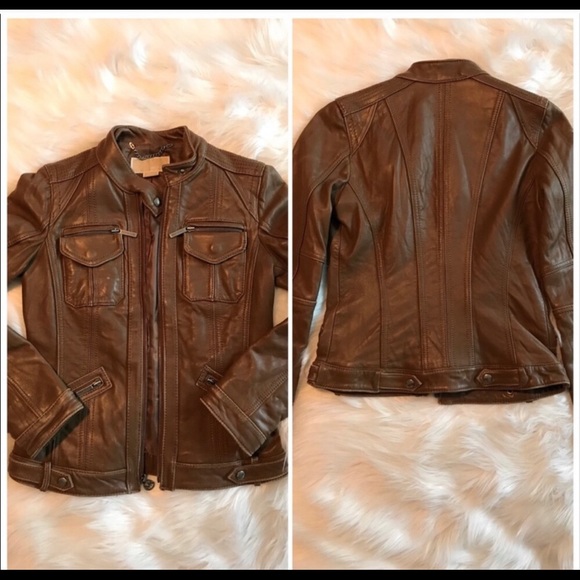 ❌SOLD❌ XS-S MK Michael Kors leather moto jacket - Picture 5 of 8
